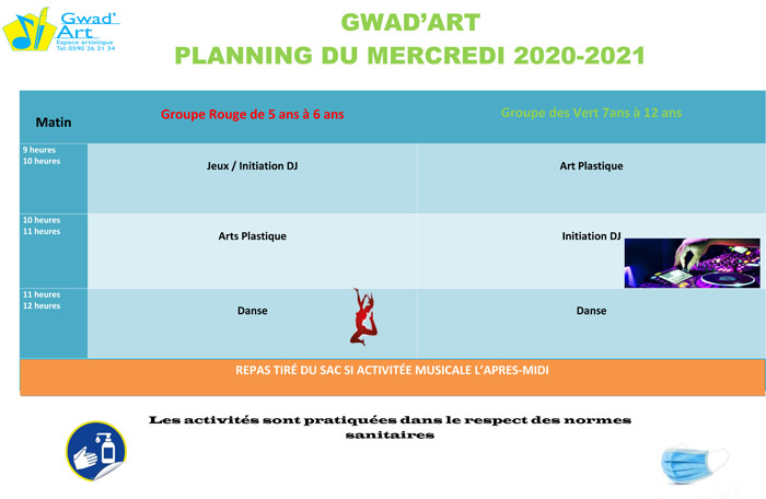 planning ecole artistique culturelle gwadart guadeloupe